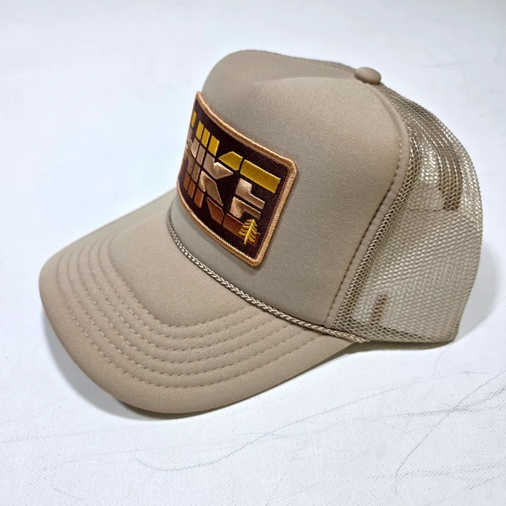 Port Sandz Trucker Hat Tan Hike Patch Mesh Snapback Retro Outdoor Cap Camping